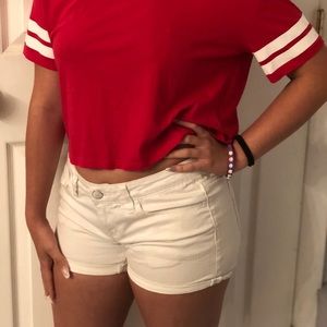 White jean shorts